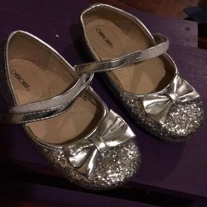 Girls silver glitter formal shoes size 10